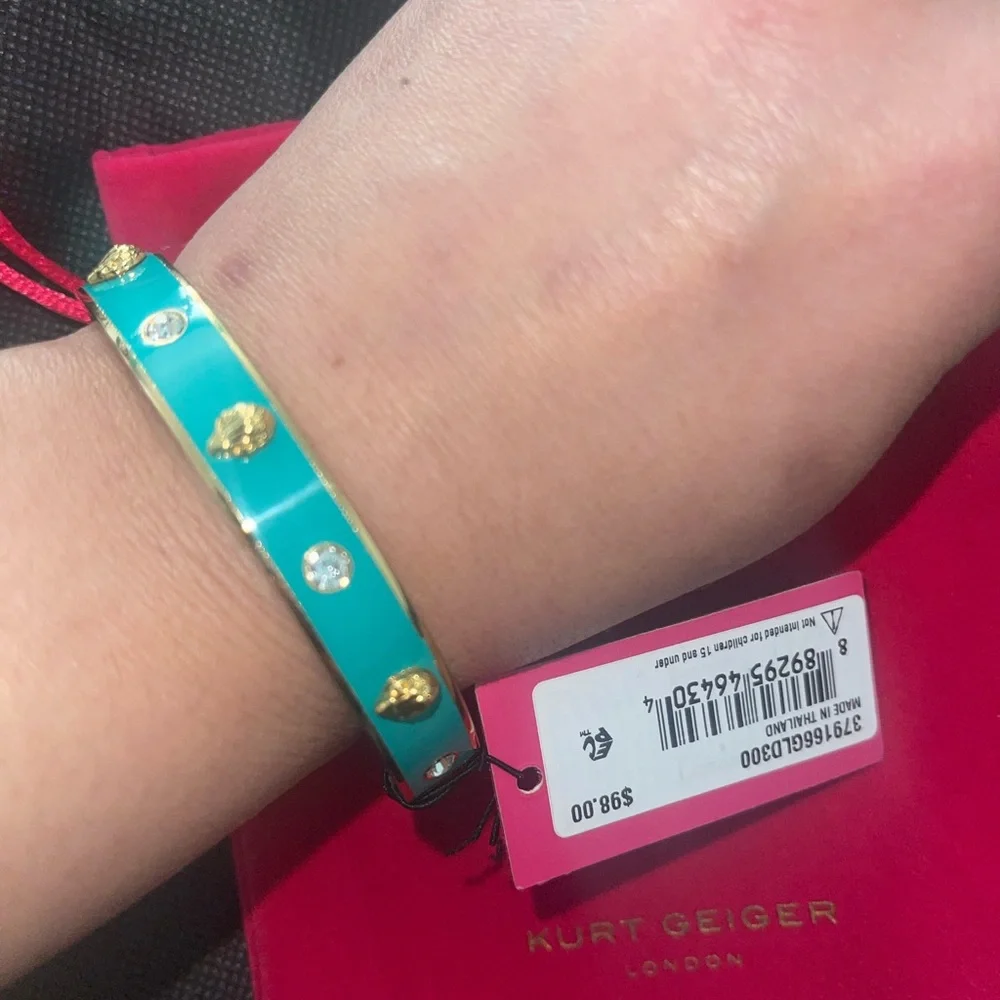 Kurt Geiger Turquoise Enamel Bangle with Gold and Clear Accents